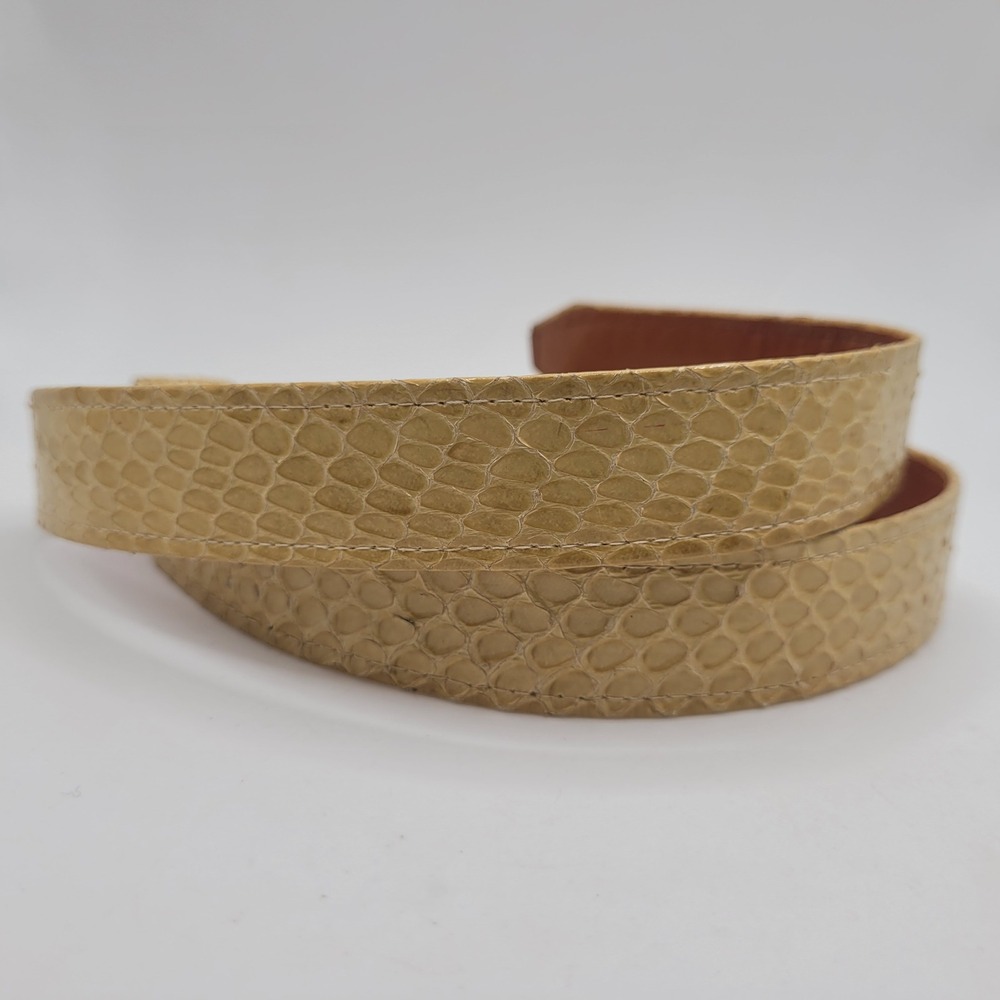 Vintage Alexis Kirk Belt Strap XS Tan Snakeskin Leather Waist Cinch 80s 90s Glam